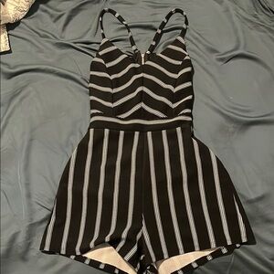 Striped Black and White Romper